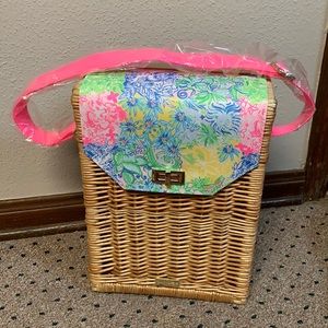 Lilly Pulitzer wicker wine basket